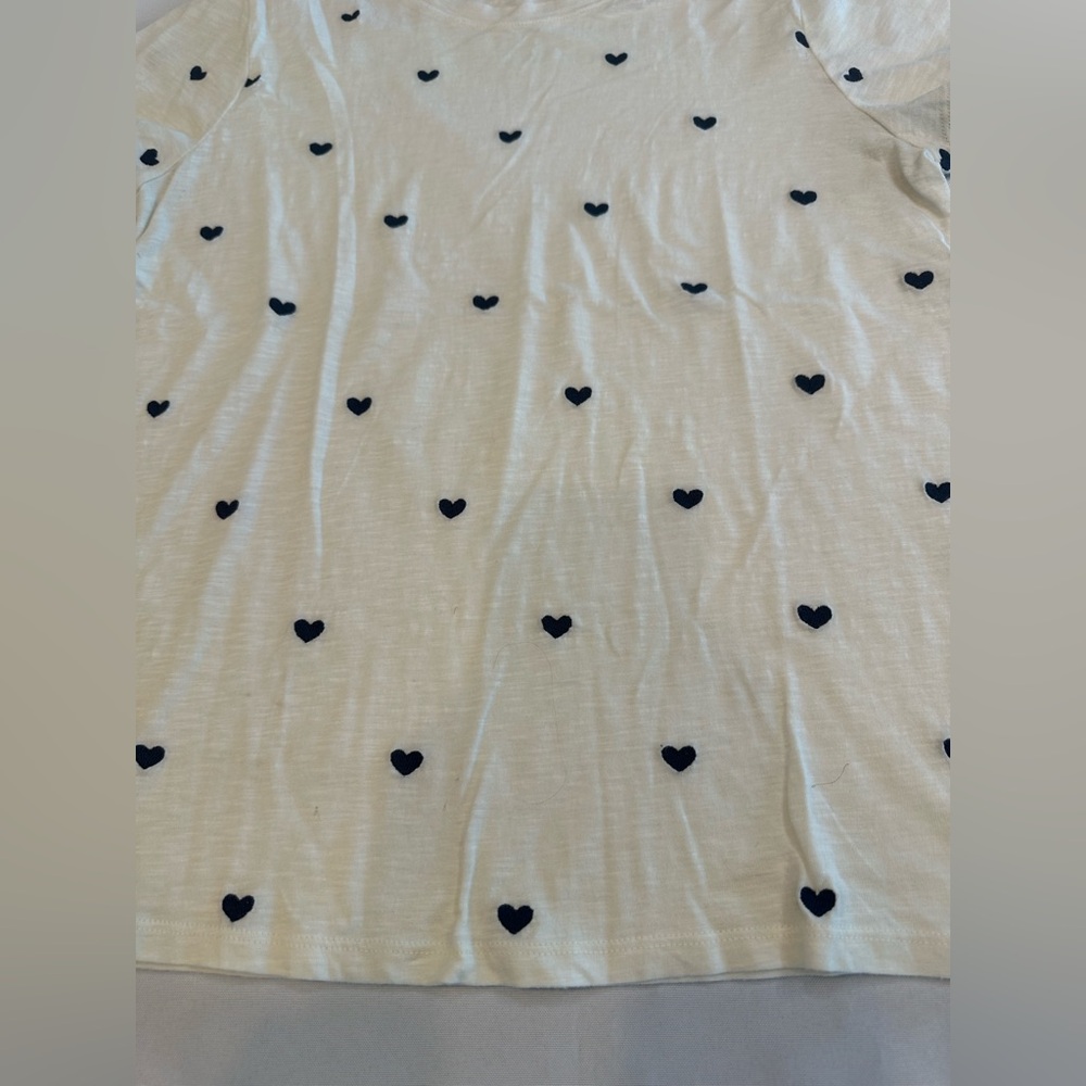 Lucky Brand Black Heart Pattern Short Sleeve Tee Size Large - Picture 2 of 7